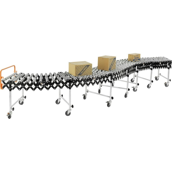 Global Industrial 24W Portable Flexible & Expandable Conveyor, Steel Skate Wheels, 6'2 to 24'8 168113 - main